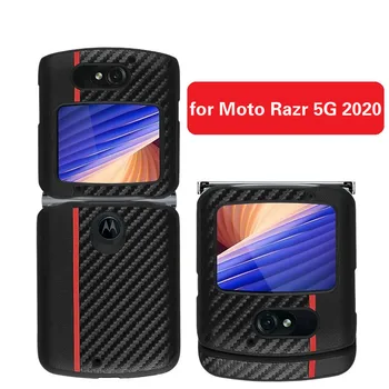  Caz de lux pentru Motorola Razr 5G All-inclusive la Șocuri Capac din Fibra de Carbon Model de Telefon Shell pentru Moto Razr 5G 2020 Caz