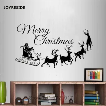  JOYRESIDE Crăciun Fericit Perete Cerb Autocolant Moș Crăciun Decalcomanii de Vinil Dormitor, camera de zi Interior Casa Design Artă Murală A1411