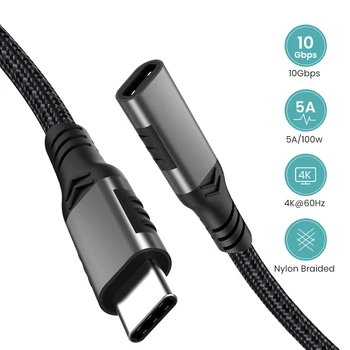  100W 5A USB C Cablu de Extensie de Tip C Extender Cablu USB-C Thunderbolt 3 pentru Xiaomi Nintendo Comutator USB 3.1 Cablu de Extensie USB