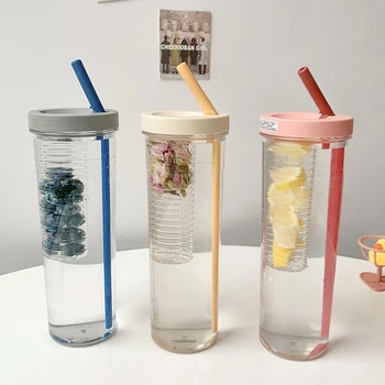  700ml Filtru Plastic Sticla cu Apa de Mare pentru Ceai Suc de Călătorie Școală de Băut Sticla Pliabil cu Paie Portabil Cupe 2022 Noi