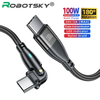  PD 100W USB-C to USB Tip C La 180° Roti 5A Încărcător Rapid de Date Telefon Cablul de Sârmă Cablu USB-C Pentru Xiaomi POCO Huawei Macbook Pro