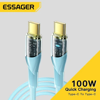  Essager 100W USB-C to USB C Cablu PD Rapid de Încărcare Încărcător, Cablul de Sârmă Pentru Macbook, iPad, Samsung, Huawei, Xiaomi a POCO 5A Tip C Cablu