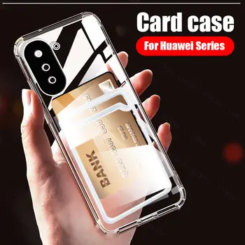  Rezistent la șocuri Transparent Suport Card de Cazul în care Telefonul pentru Huawei Nava 10 Portofel Silicon Moale Capacul din Spate Mate 50 Pro Mate50 P 50 P50 Pro