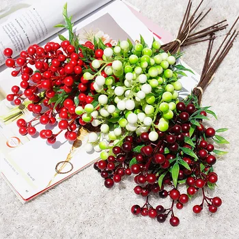  6 buc/grămadă de Crăciun Spuma de Fructe cu Boabe Artificiale Buchet de Flori, Plante de Cameră Acasă Petrecerea de Nunta de Decorare Flori Spumă de Cadouri Rosie