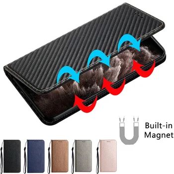  Magnetic Atrage Capa Pentru Samsung Galaxy A23 4G 23 a23 23 SM-A235F/DSN SM-A235M slot pentru Card de Fibre de Carbon Model din Piele Acoperi