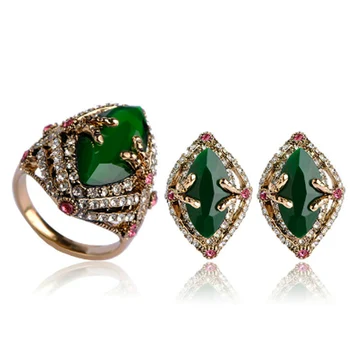  Zlxgirl bijuterii Verde turc Cercei cu inel seturi de bijuterii pentru femei partid bijoux cadouri femei de nunta de moda bijuterii ureche
