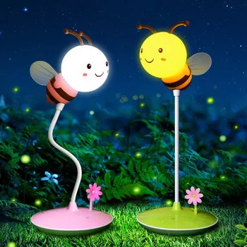  LED-uri de desene animate lampă de masă de albine stil USB touch estompat lampa de birou lectură de protecție a ochilor cartea lumini de copil desene animate cadou