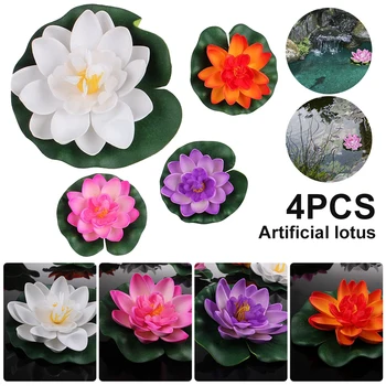  4buc Artificiale Flori de Lotus Piscină cu Apă Tampoane Crin Frunze Realiste Iaz Decor Acvariu Plante Plutitoare Petrecere de Nunta Decoratiuni