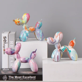  Graffiti Modern Art Creative Baloane Colorate Câine Miniaturi Decoratiuni de Arta Acasă Living Decor Figurine pentru Interior Cadou
