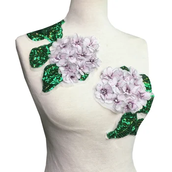  3pc Floare 3D Patch Aplicatiile de Strasuri Paiete, Margele Patch-uri Pentru Îmbrăcăminte Aplici Parches Coase Pe Hortensie Wisteria AC1531